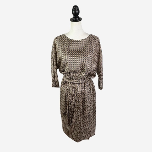 Brooks Brothers Dresses & Skirts - Brooks Brothers Pure Silk Rattan Geometric Print Dress Size 4 Silk Lined Belted